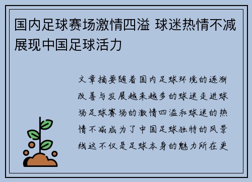国内足球赛场激情四溢 球迷热情不减展现中国足球活力